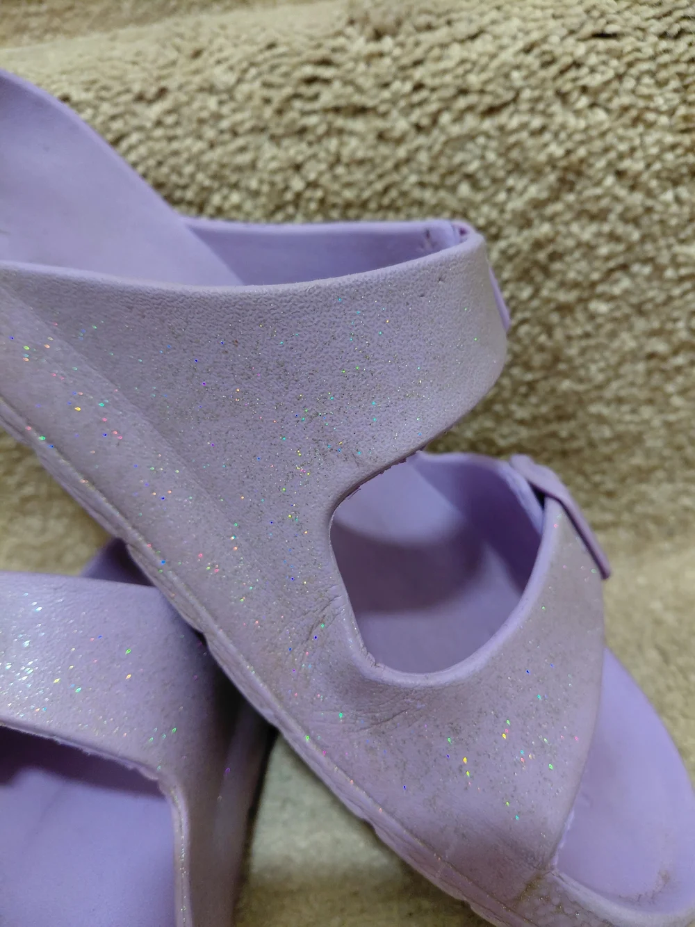 The Children's Place Girl's Casual Lilac Glitter Slides Sandals